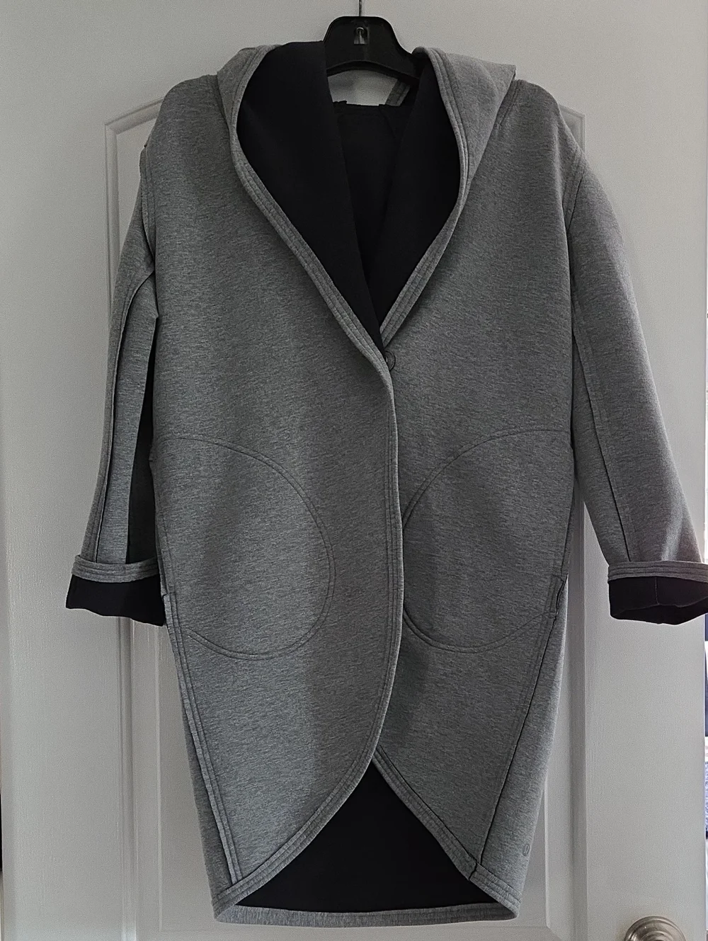 Lululemon Black Gray Reversible Shawl Collar Hooded Poncho Jacket XS/S